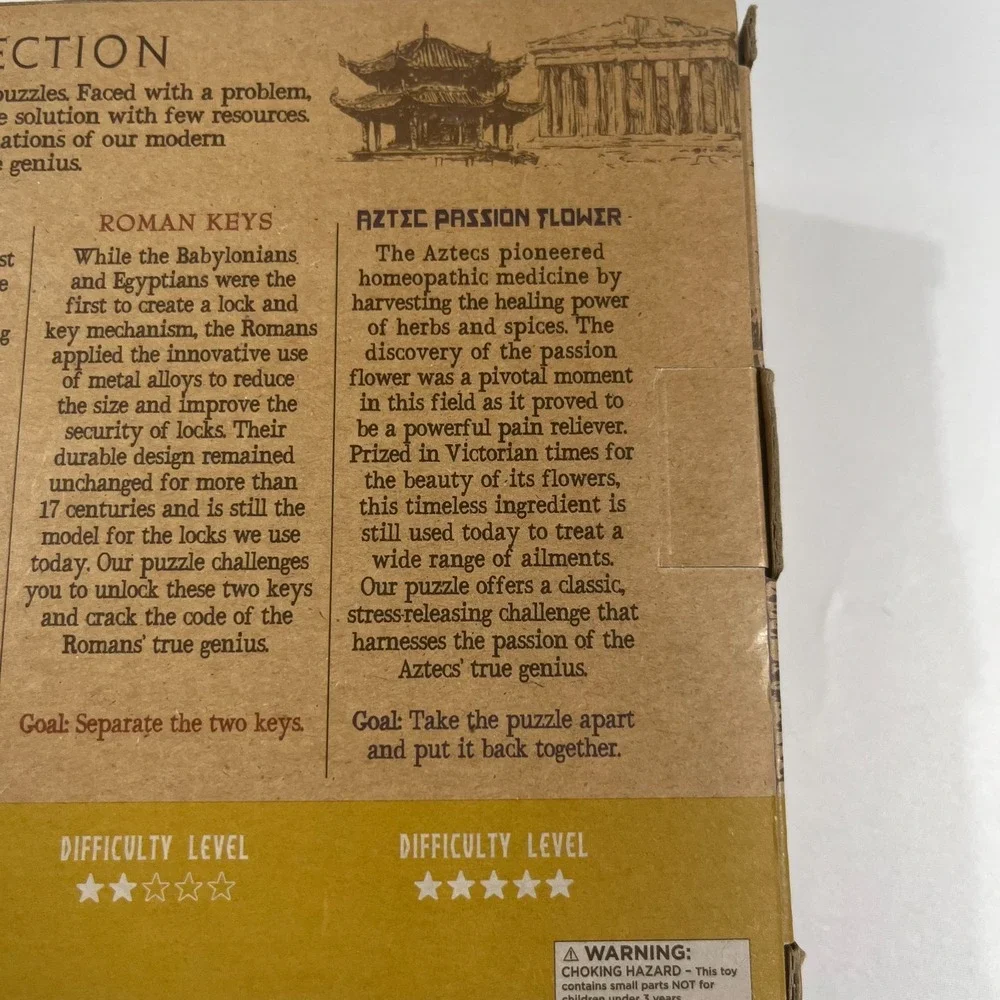 True Genius Curated Collection Brainteaser Puzzles Wood Metal Ancient NIB